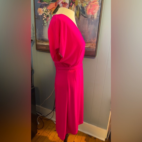 Nine West Hot Pink Wrap Dress Size Large - Picture 3 of 5
